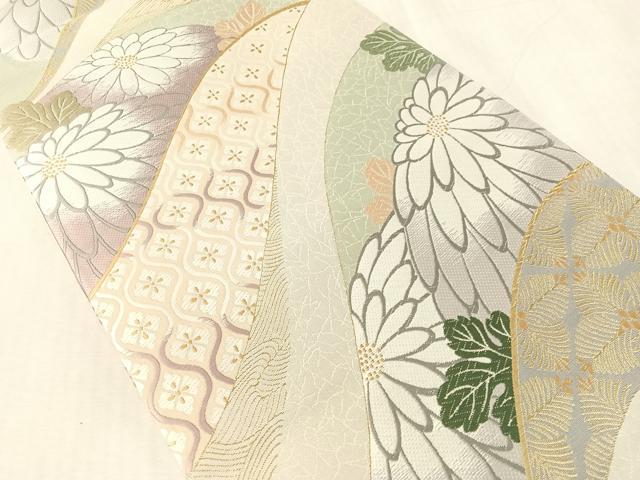 平和屋着物●六通柄袋帯　唐織　山取菊葉文　金糸　正絹　逸品　未使用　CABL0170vp