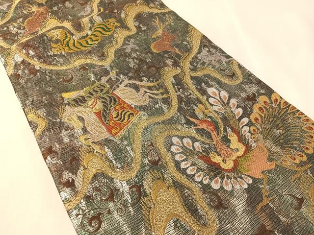 平和屋着物●両面　六通柄袋帯　狩猟文　金銀糸　正絹　逸品　CABL0172vp