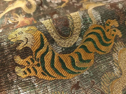 平和屋着物●両面　六通柄袋帯　狩猟文　金銀糸　正絹　逸品　CABL0172vp