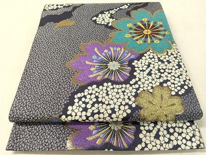 平和屋着物●六通柄袋帯　唐織　舞花文　金銀糸　正絹　逸品　CABL0173vp