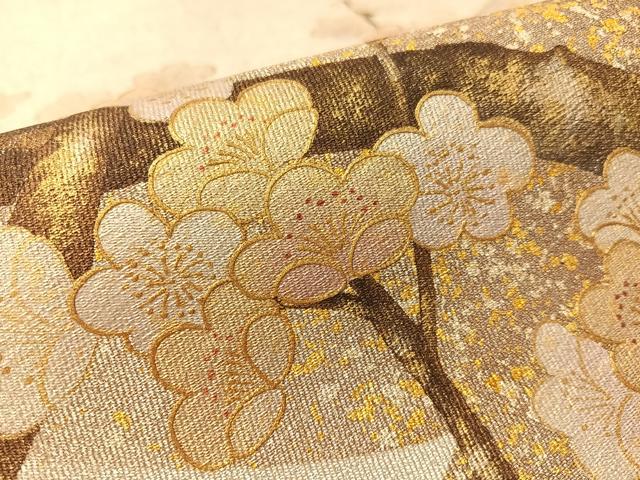 平和屋着物●国際的伝統工芸作家　十二代・藤林徳扇　苑寿　太鼓柄袋帯　綴れ　鴛鴦花文　金銀彩　正絹　逸品　CABL0175vp