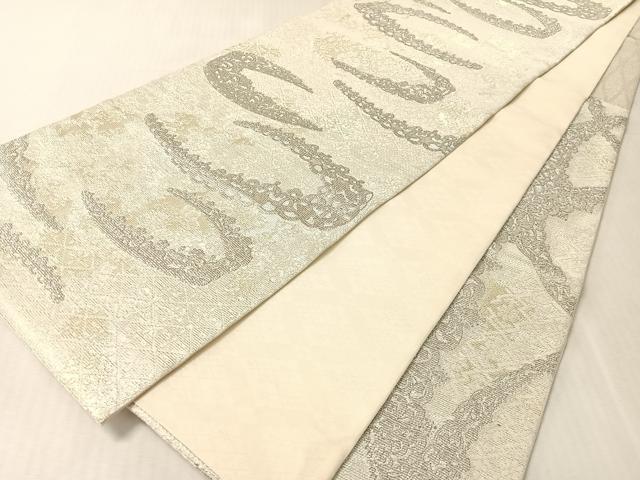 平和屋着物●六通柄袋帯　ティアラ　プラチナ箔　金銀糸　正絹　逸品　CABL0179vp