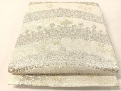 平和屋着物●六通柄袋帯　ティアラ　プラチナ箔　金銀糸　正絹　逸品　CABL0179vp