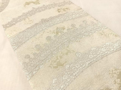 平和屋着物●六通柄袋帯　ティアラ　プラチナ箔　金銀糸　正絹　逸品　CABL0179vp