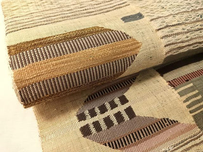 平和屋着物▽両面　太鼓柄袋帯　スリーシーズン　春夏秋　すくい織　幾何学文様　正絹　逸品　未使用　CABL0182vp