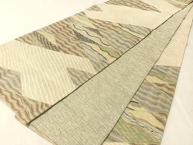平和屋着物▽六通柄袋帯　スリーシーズン　春夏秋　櫛織　菱吉祥文　金糸　正絹　逸品　CABL0184vp