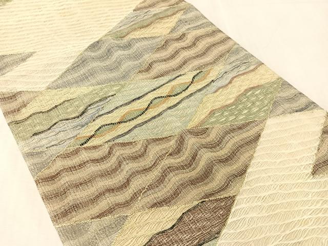 平和屋着物▽六通柄袋帯　スリーシーズン　春夏秋　櫛織　菱吉祥文　金糸　正絹　逸品　CABL0184vp