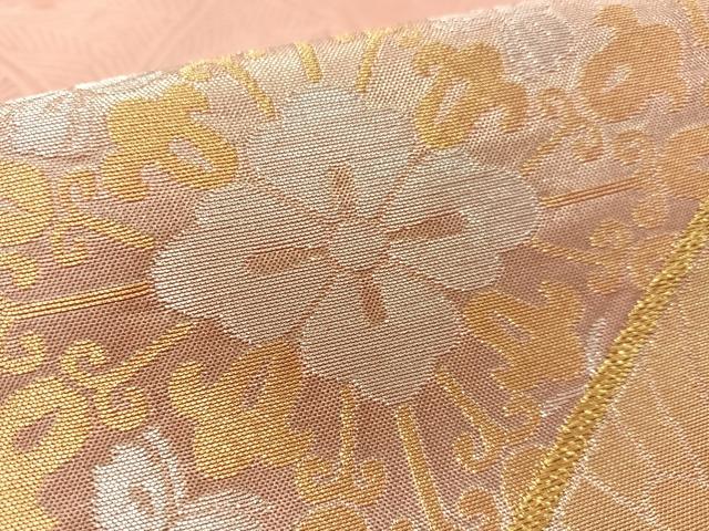 平和屋着物●洛風林　工芸帯地　六通柄袋帯　双鶴菱文　金銀糸　正絹　逸品　CABL0185vp
