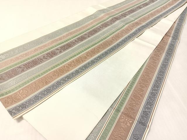 平和屋着物●本場筑前博多織　全通柄袋帯　西村織物謹製　花唐草間道　証紙付き　正絹　逸品　CABL0186vp