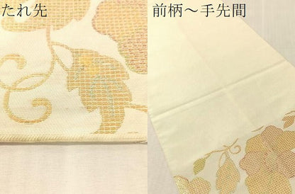 平和屋着物●桝屋高尾　六通柄　本袋帯　花唐草文　金糸　正絹　逸品　CABL0188vp
