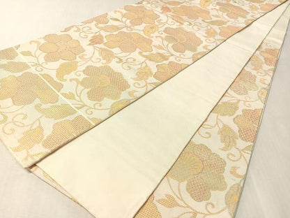 平和屋着物●桝屋高尾　六通柄　本袋帯　花唐草文　金糸　正絹　逸品　CABL0188vp