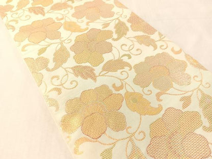 平和屋着物●桝屋高尾　六通柄　本袋帯　花唐草文　金糸　正絹　逸品　CABL0188vp