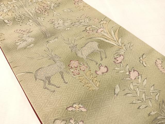 平和屋着物●全通柄　京袋帯　動物吉祥花文　正絹　逸品　CABL0189vp