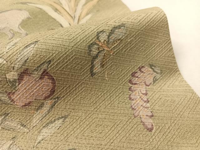 平和屋着物●全通柄　京袋帯　動物吉祥花文　正絹　逸品　CABL0189vp