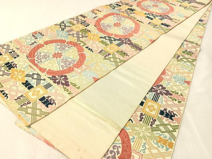 平和屋着物●全通柄　本袋帯　唐織　吉祥花文　正絹　逸品　CABL0190vp