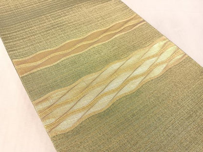 平和屋着物●太鼓柄袋帯　よろけ縞　金糸　正絹　逸品　CABL0191vp