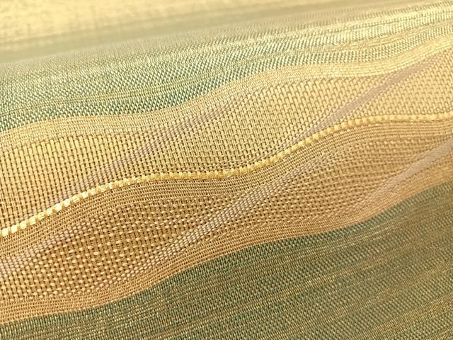 平和屋着物●太鼓柄袋帯　よろけ縞　金糸　正絹　逸品　CABL0191vp