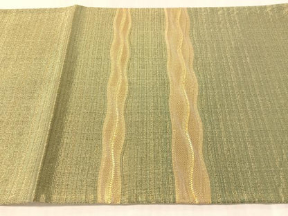 平和屋着物●太鼓柄袋帯　よろけ縞　金糸　正絹　逸品　CABL0191vp
