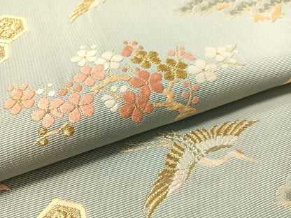 平和屋着物●六通柄袋帯　唐織　飛鶴吉祥松竹梅　金糸　正絹　逸品　CABL0192vp