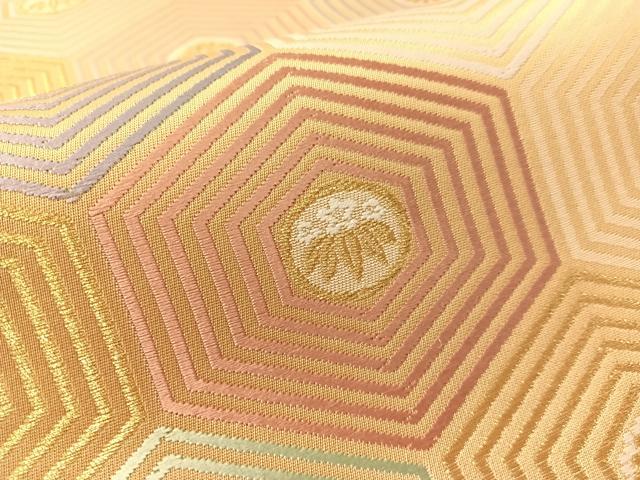 平和屋着物●六通柄袋帯　唐織　亀甲花文　金糸　正絹　逸品　CABL0196vp