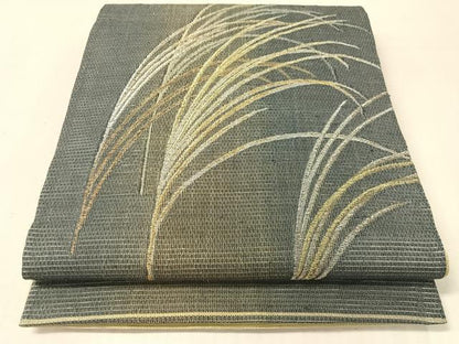 平和屋着物●太鼓柄袋帯　紬地　芒文　金銀糸　正絹　逸品　CABL0200vp