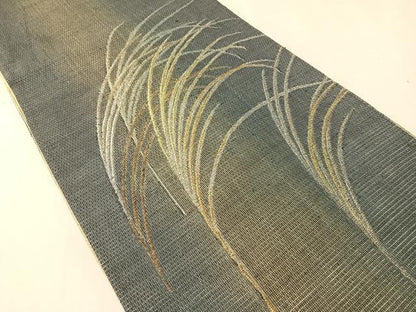 平和屋着物●太鼓柄袋帯　紬地　芒文　金銀糸　正絹　逸品　CABL0200vp