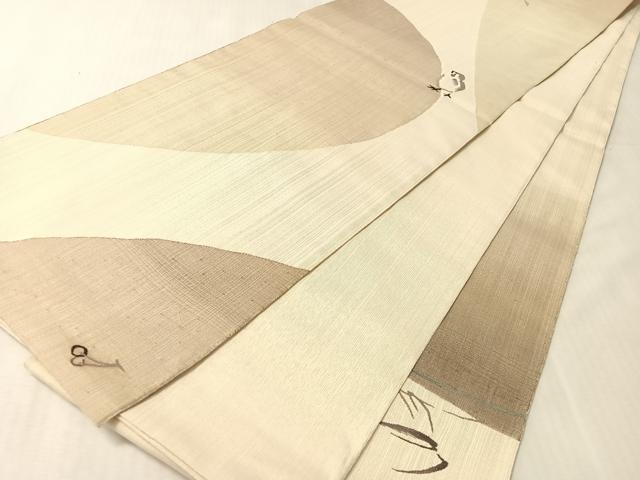 平和屋着物●六通柄袋帯　すくい織　すずめ　金通し地　正絹　逸品　未使用　CABL0202vp
