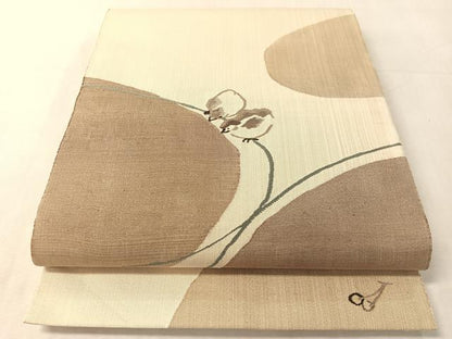 平和屋着物●六通柄袋帯　すくい織　すずめ　金通し地　正絹　逸品　未使用　CABL0202vp