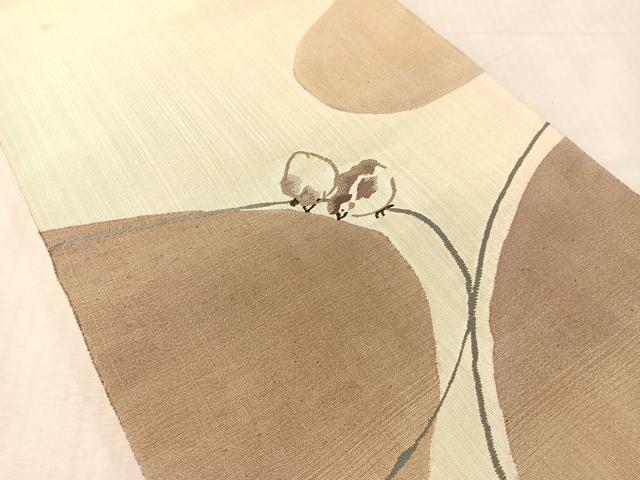 平和屋着物●六通柄袋帯　すくい織　すずめ　金通し地　正絹　逸品　未使用　CABL0202vp