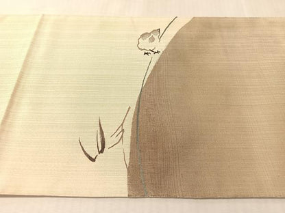 平和屋着物●六通柄袋帯　すくい織　すずめ　金通し地　正絹　逸品　未使用　CABL0202vp