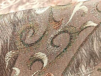 平和屋着物●全通柄袋帯　櫛織　唐草文　金糸　正絹　逸品　CABL0203vp