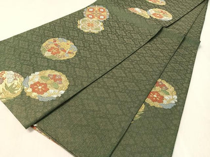 平和屋着物●六通柄袋帯　桐丸華文　金糸　正絹　逸品　未使用　CABL0204vp
