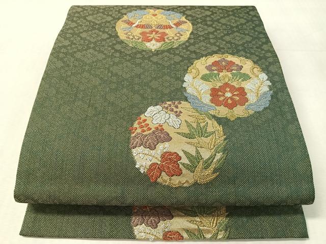 平和屋着物●六通柄袋帯　桐丸華文　金糸　正絹　逸品　未使用　CABL0204vp