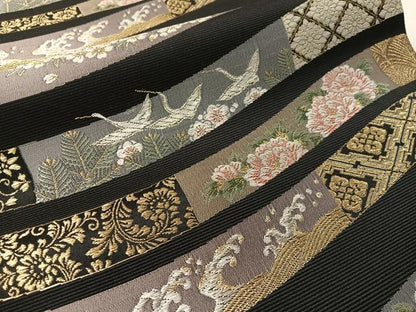 平和屋着物●六通柄袋帯　唐織　宮中雅帯展　黒地　金銀糸　正絹　逸品　CABL0207vp