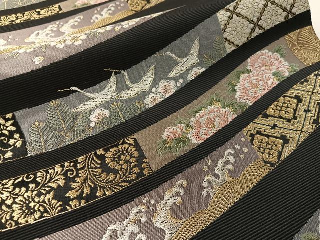 平和屋着物●六通柄袋帯　唐織　宮中雅帯展　黒地　金銀糸　正絹　逸品　CABL0207vp