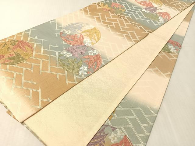 平和屋着物●西陣伝統工芸帯　六通柄袋帯　唐織　草花丸文　正絹　逸品　CABL0208vp