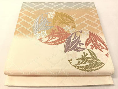 平和屋着物●西陣伝統工芸帯　六通柄袋帯　唐織　草花丸文　正絹　逸品　CABL0208vp