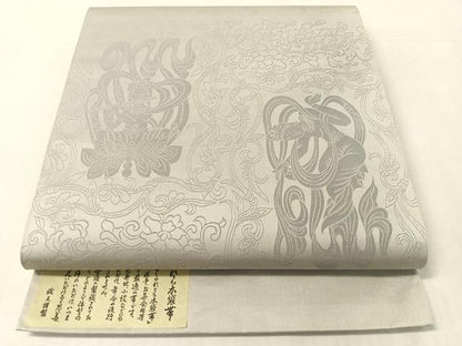 平和屋着物●西陣　全通柄　本袋帯　法隆寺金道小幡紋図　証紙付き　正絹　逸品　未使用　CABL0209vp