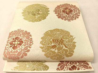 平和屋着物●六通柄袋帯　茶道歳事記　金糸　正絹　逸品　未使用　CABL0212vp