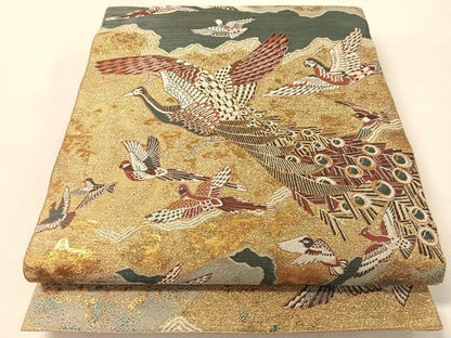 平和屋着物●染彩芸術の巨匠　皆川月華　六通柄袋帯　飛鳥文　金糸　正絹　逸品　CABL0213vp