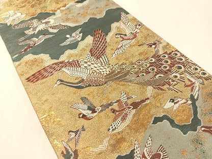 平和屋着物●染彩芸術の巨匠　皆川月華　六通柄袋帯　飛鳥文　金糸　正絹　逸品　CABL0213vp