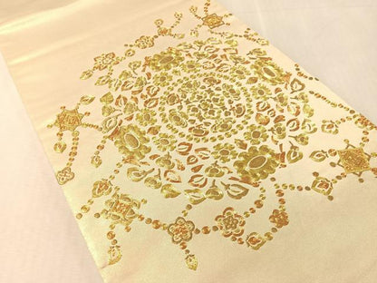 平和屋着物●西陣　川島織物　太鼓柄袋帯　総駒刺繍　正倉院花鳥文　小大丸　たとう紙付き　正絹　逸品　CABL0215vp