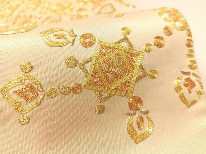 平和屋着物●西陣　川島織物　太鼓柄袋帯　総駒刺繍　正倉院花鳥文　小大丸　たとう紙付き　正絹　逸品　CABL0215vp
