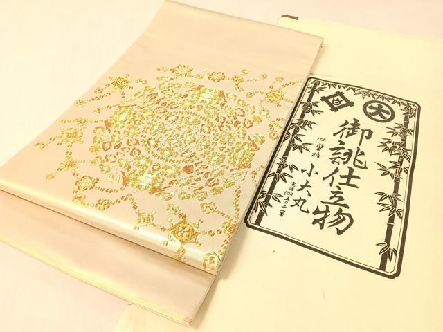 平和屋着物●西陣　川島織物　太鼓柄袋帯　総駒刺繍　正倉院花鳥文　小大丸　たとう紙付き　正絹　逸品　CABL0215vp