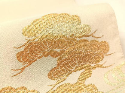 平和屋着物●太鼓柄袋帯　綴れ　錦秋松楓蒔絵　金糸　正絹　逸品　CABL0216vp