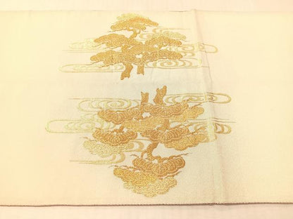 平和屋着物●太鼓柄袋帯　綴れ　錦秋松楓蒔絵　金糸　正絹　逸品　CABL0216vp