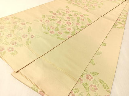平和屋着物●織物一筋名門　織悦　全通柄　本袋帯　草花文　正絹　逸品　CABL0218vp