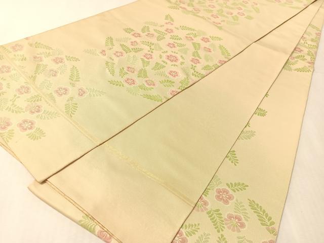 平和屋着物●織物一筋名門　織悦　全通柄　本袋帯　草花文　正絹　逸品　CABL0218vp