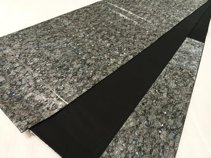 平和屋着物●太鼓柄袋帯　駒刺繍　松葉文様　黒地　金銀彩　引箔　正絹　逸品　CABL0222vp