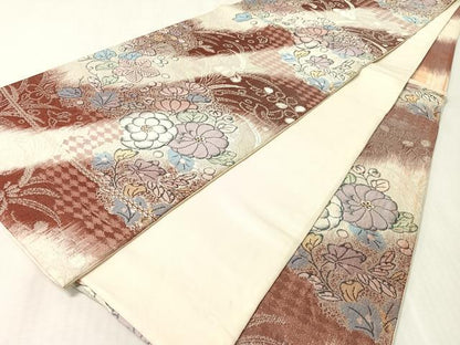 平和屋着物●六通柄袋帯　辻が花　金糸　正絹　逸品　CABL0223vp